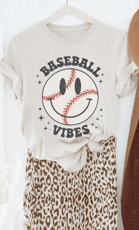 Retro Baseball Vibes Smiley Graphic Tee PLUS