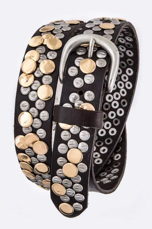 Hammered Studs Retro Biker Leather Belt