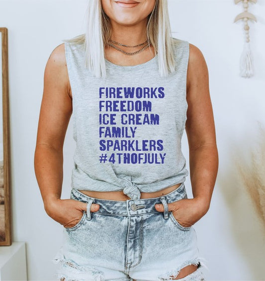 Fireworks Freedom Ice Cream Muscle Tank