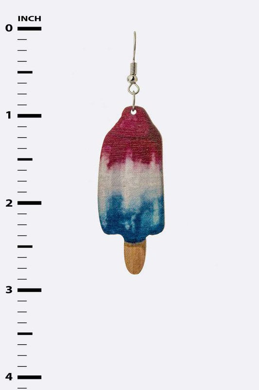 Red White Blue Popsicle Printed Earrings