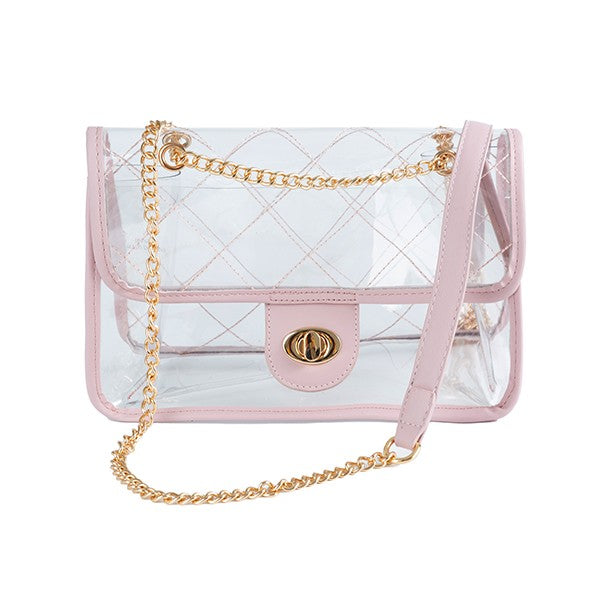 TRENDY  HIGH QUALITY QUILTED CLEAR PVC BAG