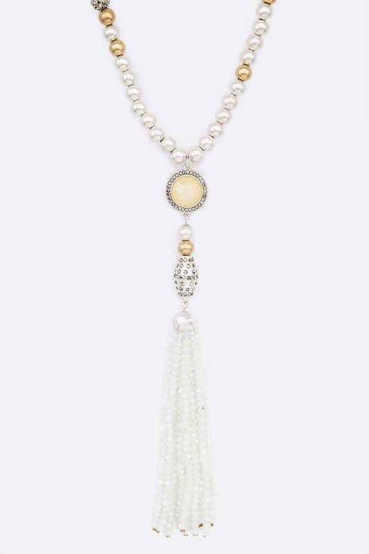 Beaded Tassel Long Necklace