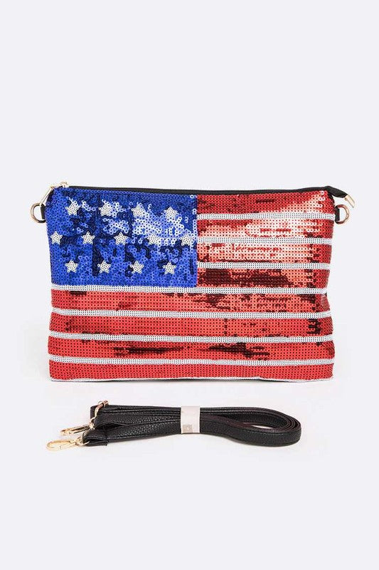 USA Flag Sequins Convertible Crossbody Bag