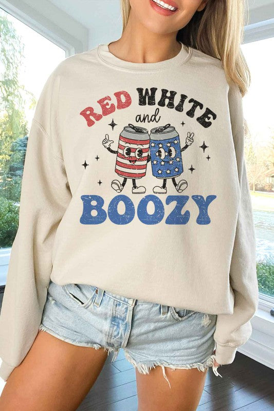 RED WHITE AND BOOZY OVERSIZED SWEATSHIRT