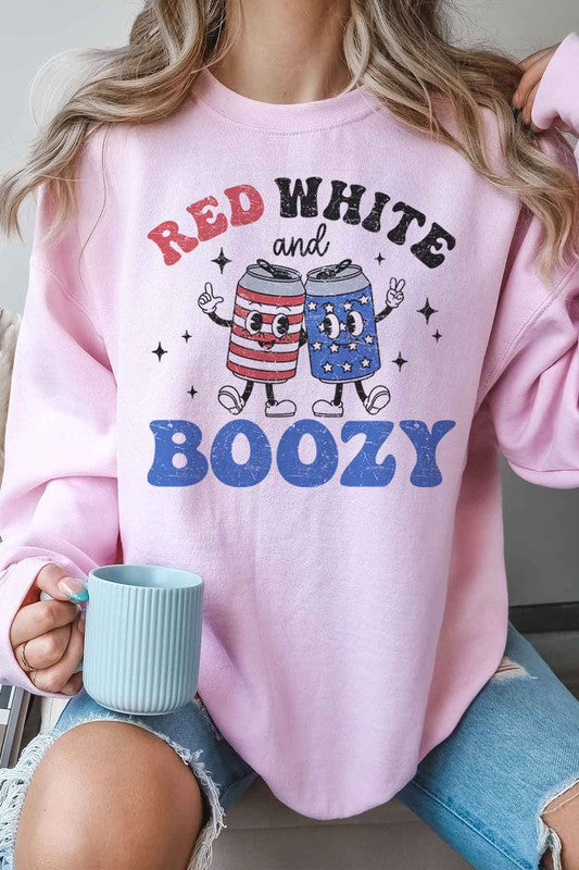 RED WHITE AND BOOZY OVERSIZED SWEATSHIRT