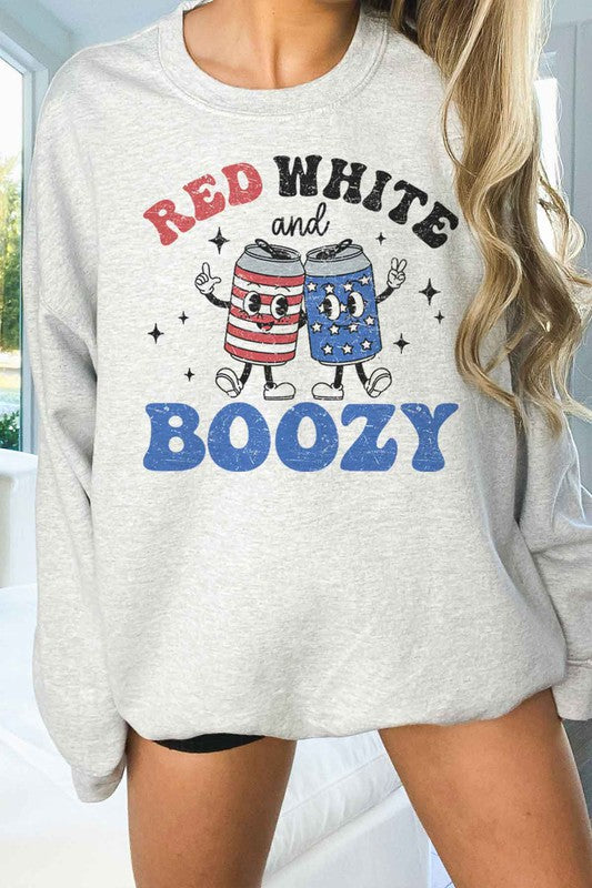 RED WHITE AND BOOZY OVERSIZED SWEATSHIRT