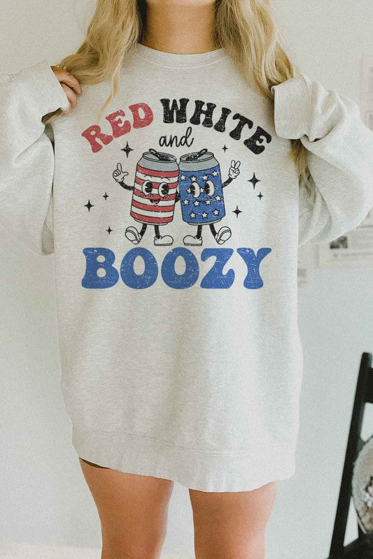 RED WHITE AND BOOZY OVERSIZED SWEATSHIRT