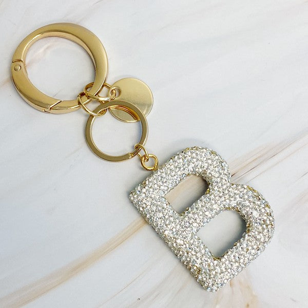 It Girl Glam Initial Key Chain - Crystal Clear