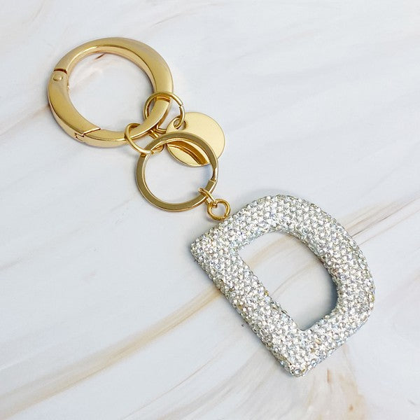 It Girl Glam Initial Key Chain - Crystal Clear