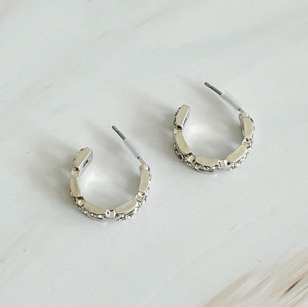 Pave Huggie Hoop Earrings