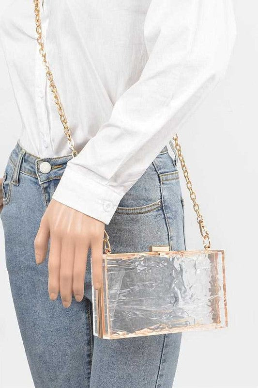 Textured Acrylic Transparent Box Clutch