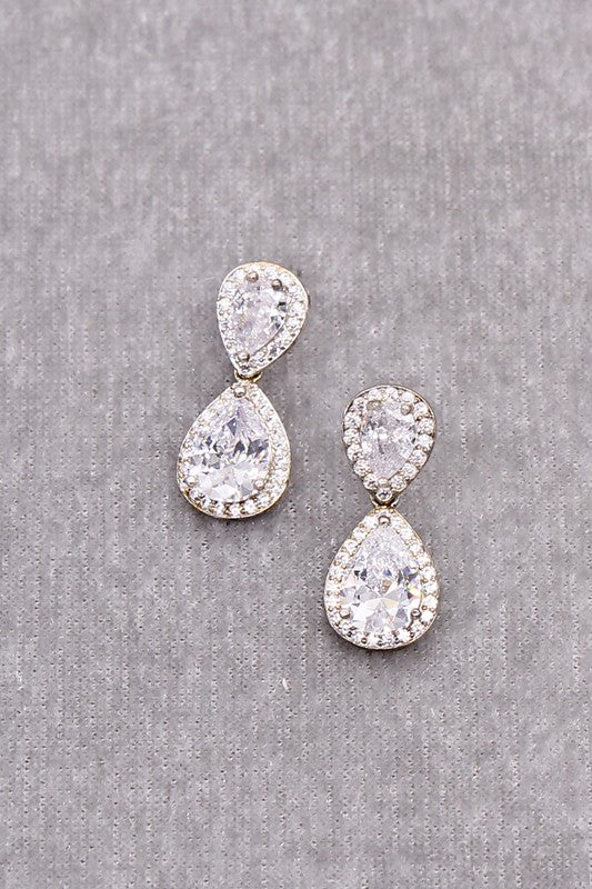 SMALL STONE FACETED ROUND TEAR STUD EARRINGS