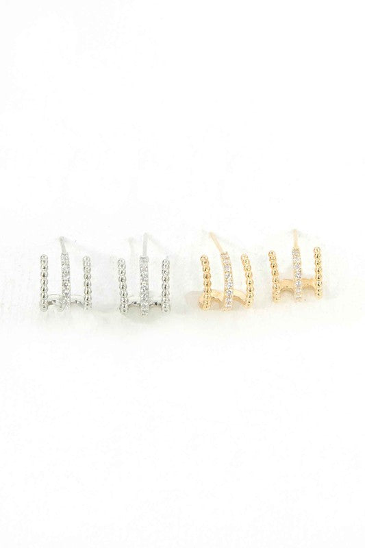 Triple Threat Huggie Hoop Earrings