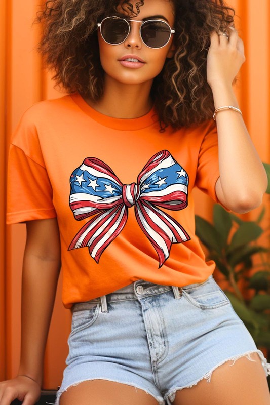 Coquette American Flag Bow Graphic T Shirts