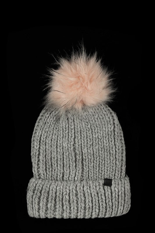 Jewel Knit Cuffed Pom Beanie