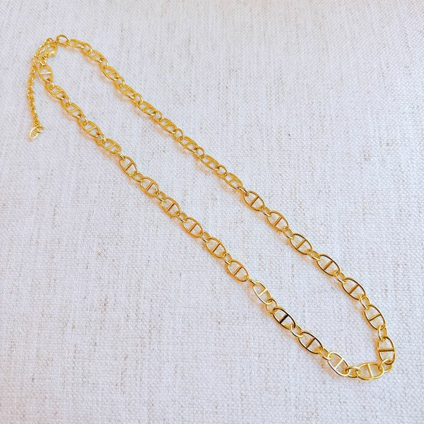 Golden Bit Linked Longer Chain Necklace