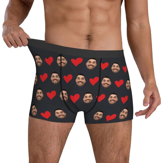 Personalized Face Photo Underwear  Custom Heart Boxer Briefs