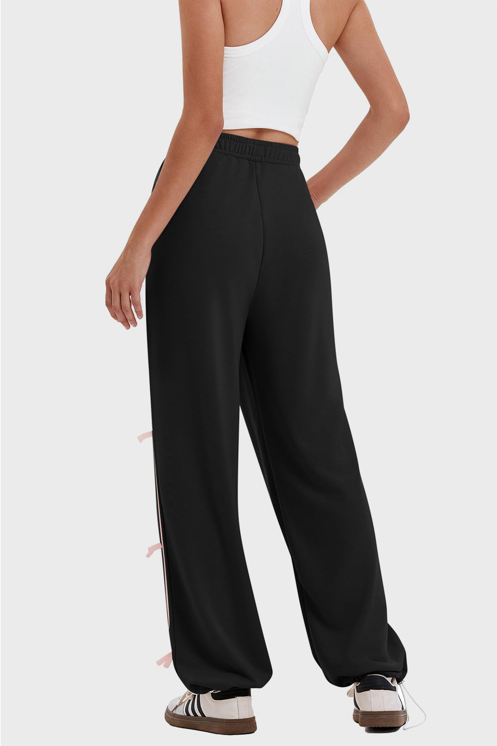 Elastic Waist Wide Leg Pants with Pockets