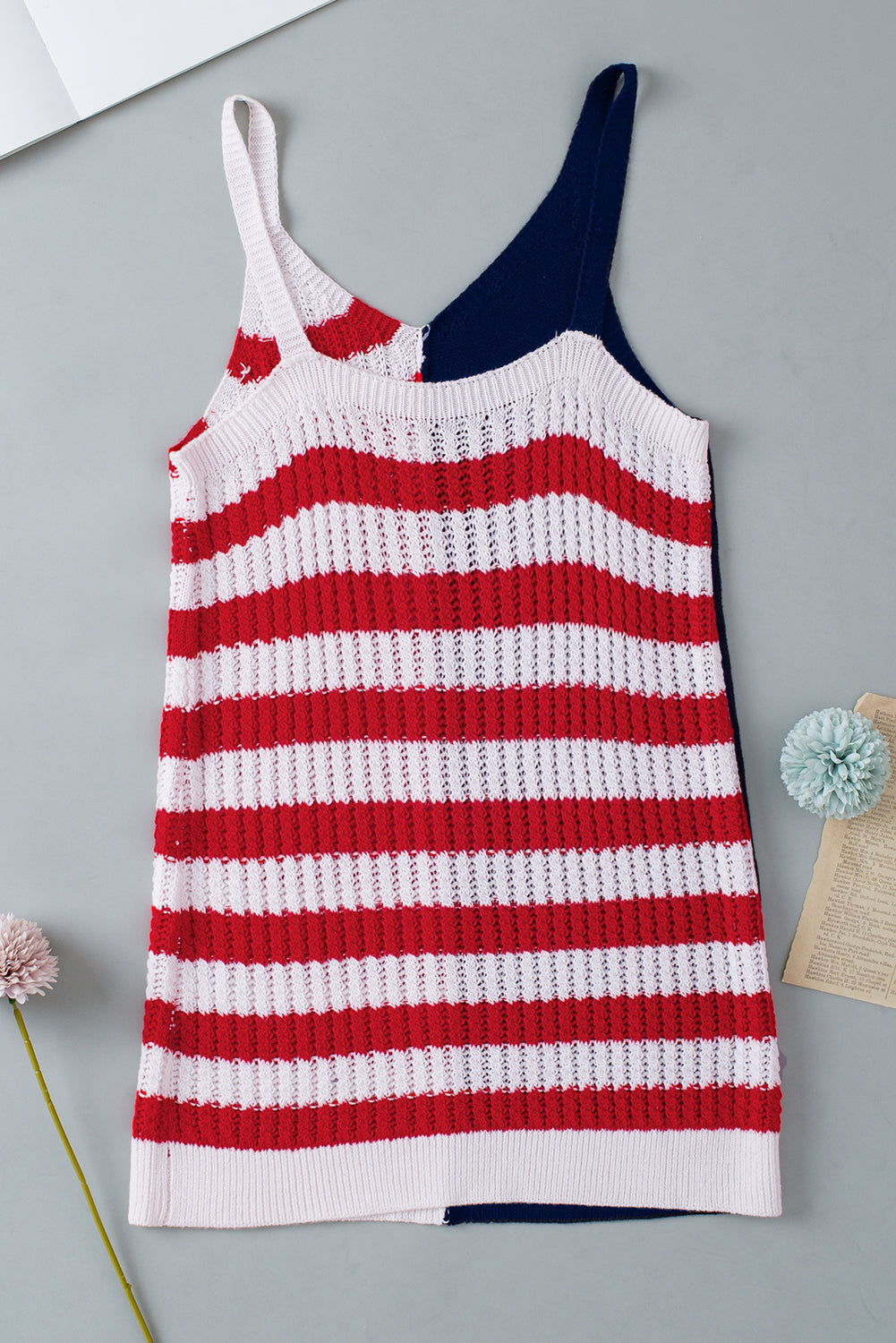 Red Stars and Stripes Flag Pattern Knitted Tank