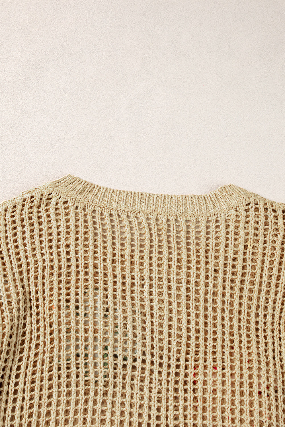 Light French Beige Crochet Flower Hollow-out Sweater T Shirt