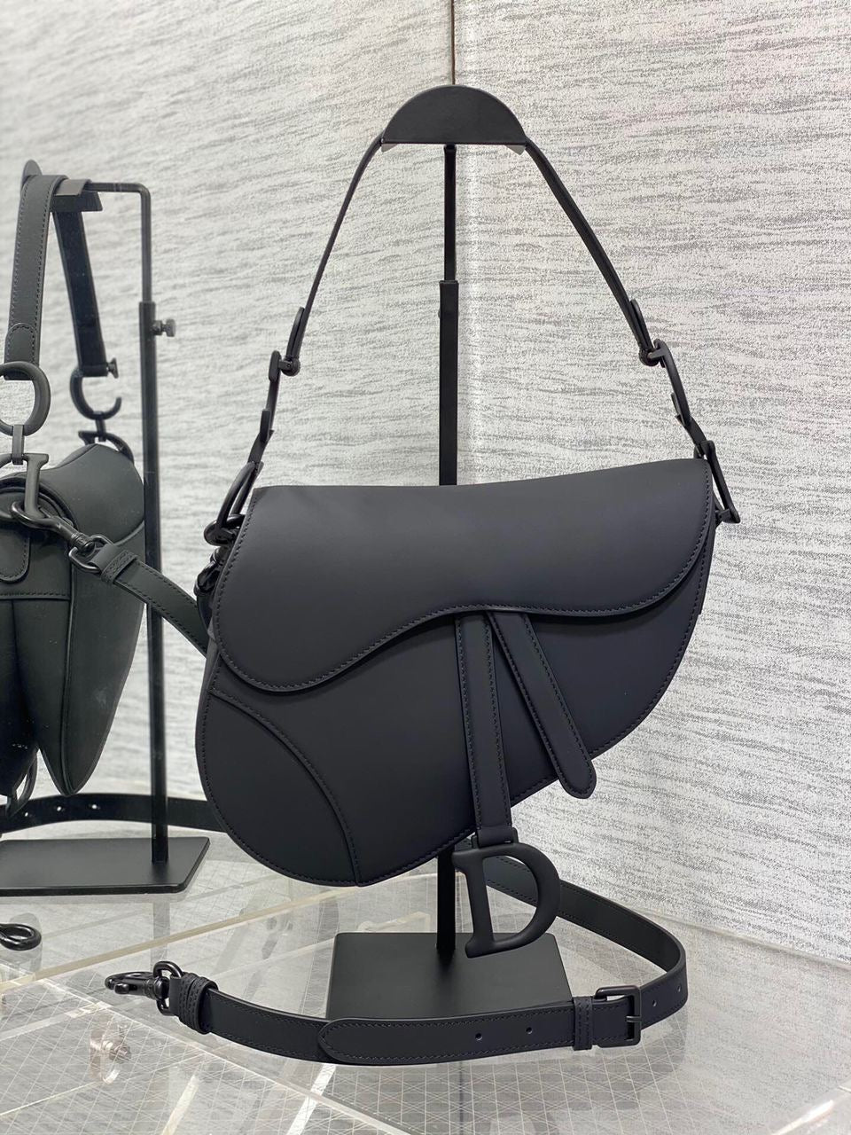 CD Matte Black Saddle Handbag