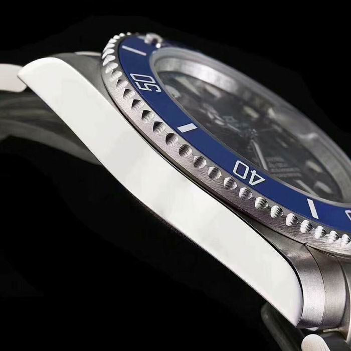 Blue Rolly Submariner Silver Watch