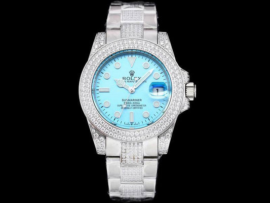 Rolly Silver Diamond Watch