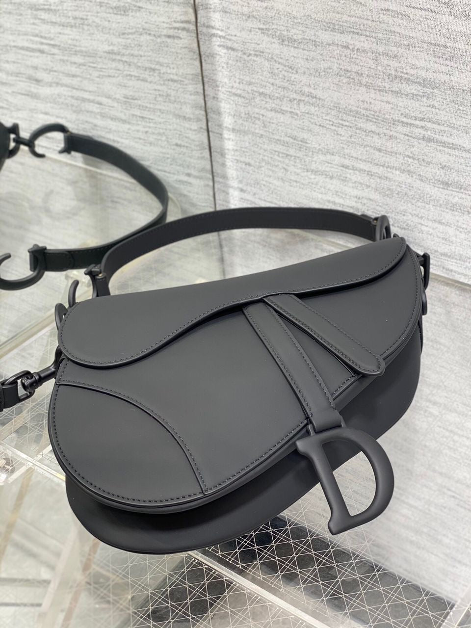 CD Matte Black Saddle Handbag