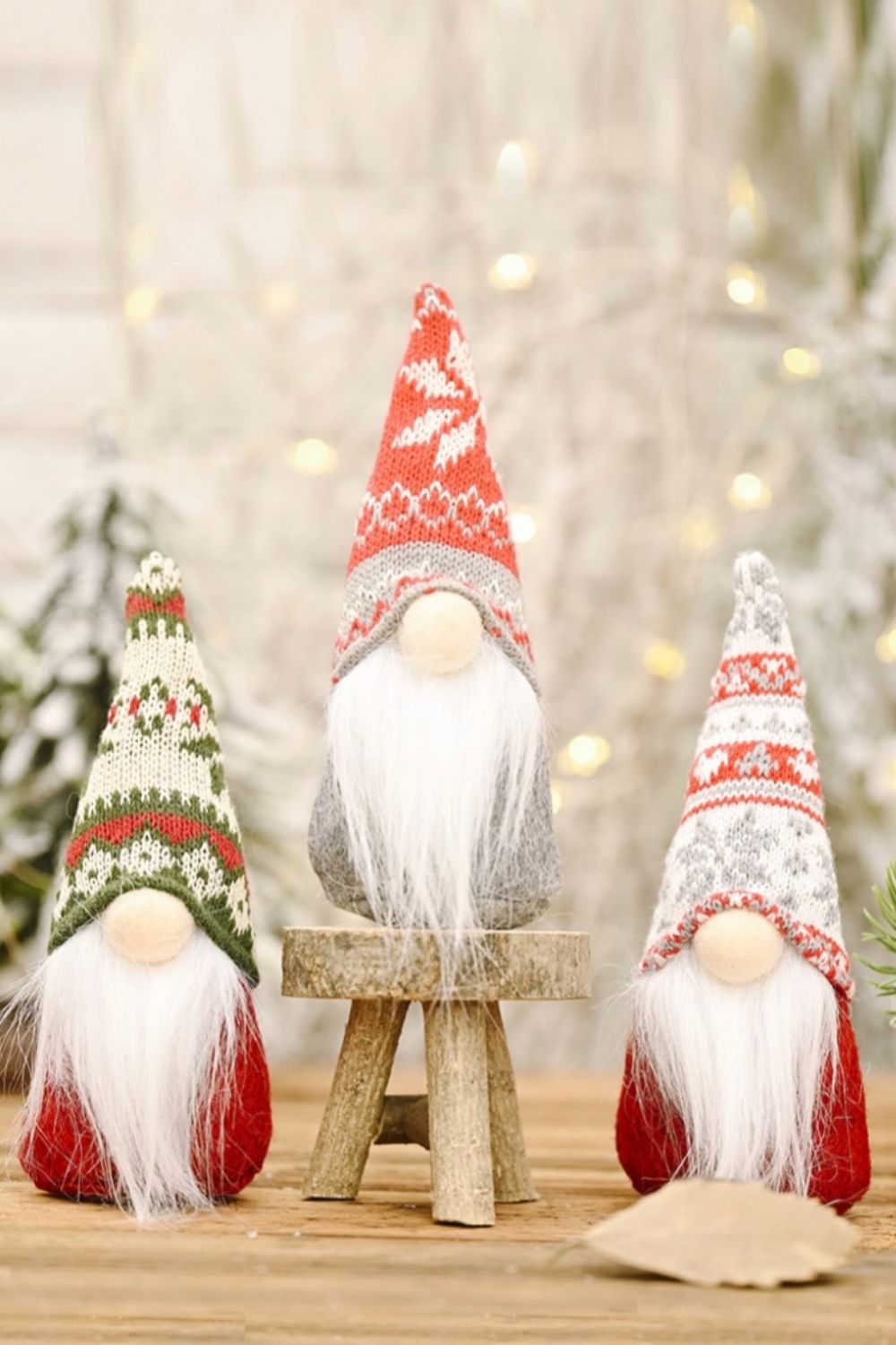 3-Pack Christmas Snowflake Hat Faceless Gnomes